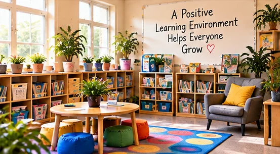 Bright organized classroom demonstrating a positive learning environment