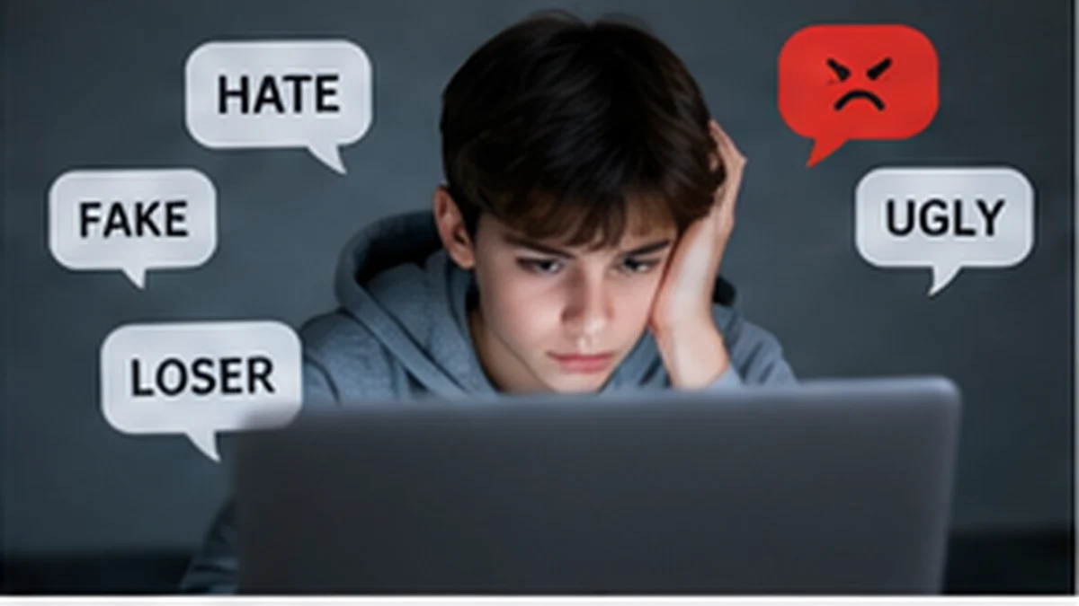 Student experiencing cyberbullying through online messages and digital platforms
