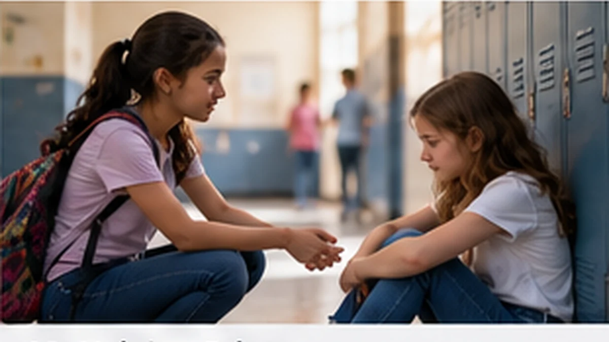 Students showing friendship and supporting a classmate experiencing bullying