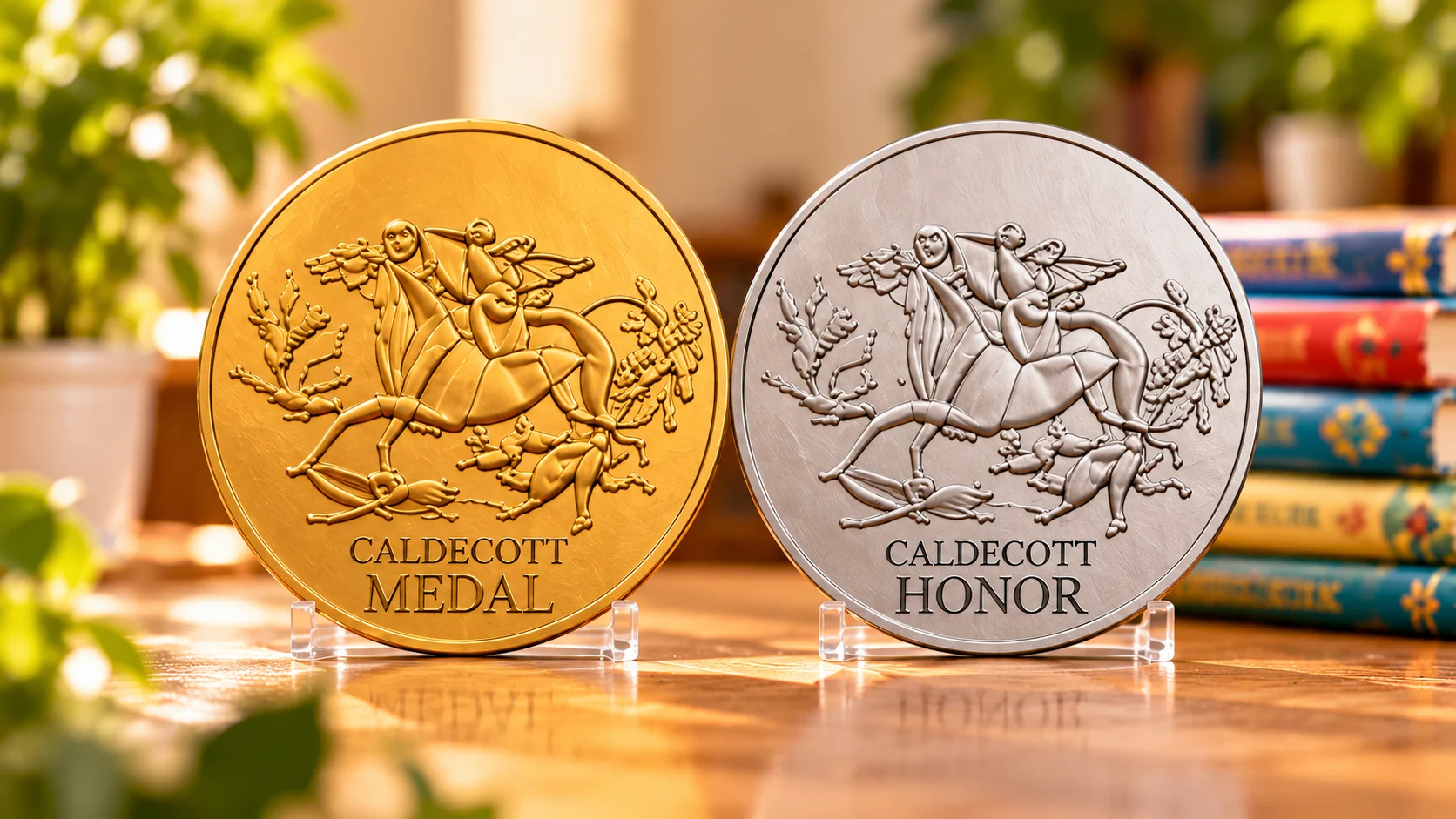 Gold Caldecott Medal and silver Caldecott Honor award