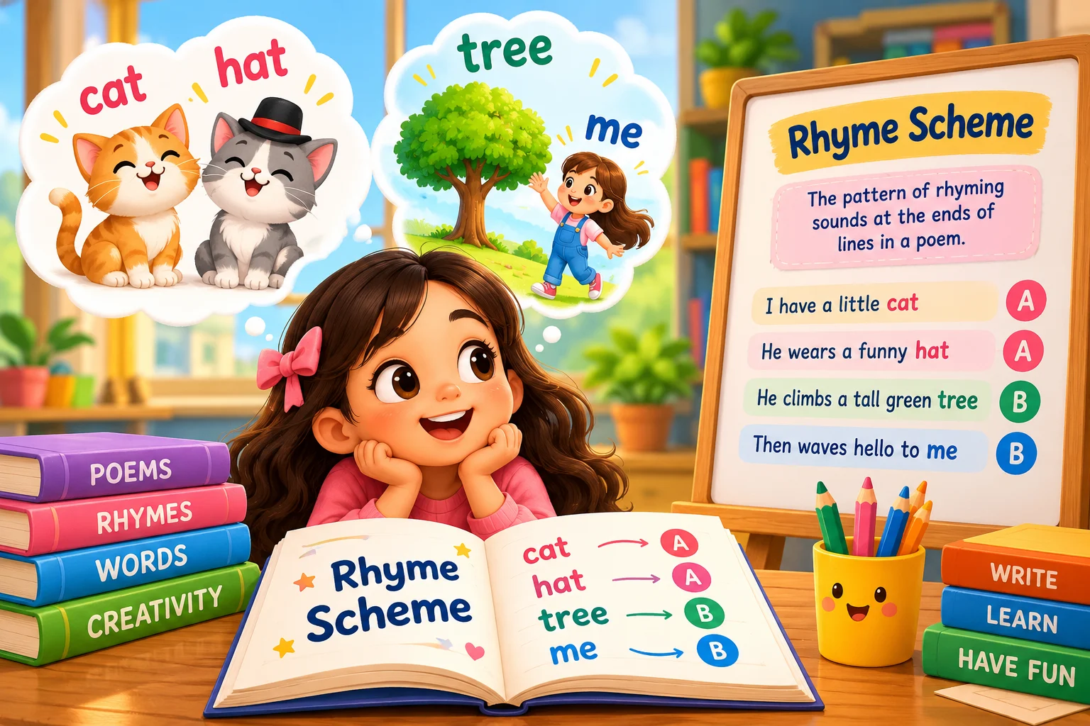 Kids learning how to identify rhyming patterns