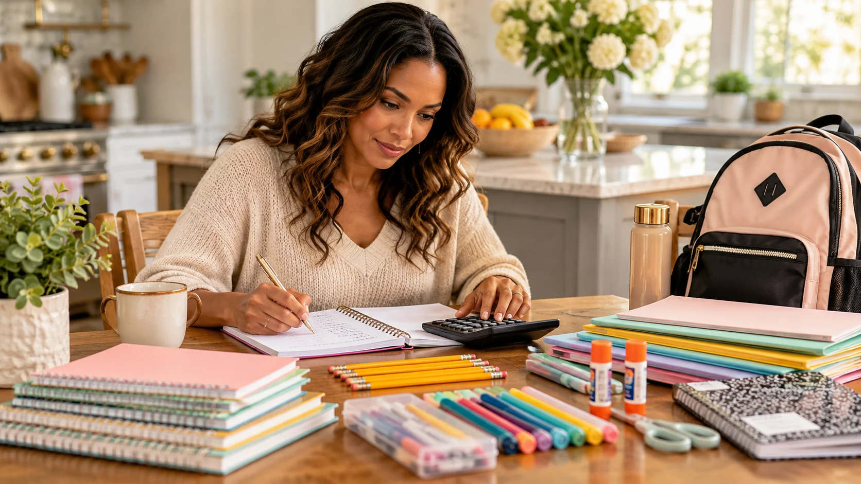 Organized school supplies for kindergarten, elementary, middle and high school students